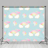 Lofaris Rainbow Unicorn Heart Cartoon Cake Smash Backdrop