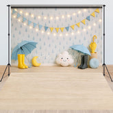 Lofaris Rainy Day Sky Light Flags Wooden Combo Set Backdrop