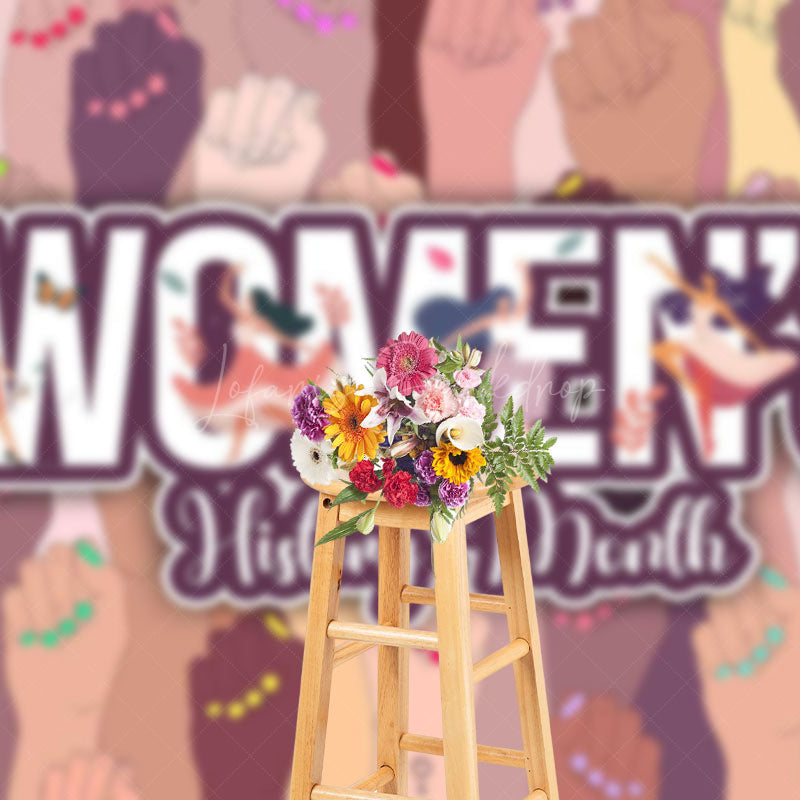 Lofaris Raised Arms Cheers Womens History Month Backdrop
