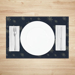 Lofaris Ramadan Kareem Golden Moon Set of 4 Placemats Eid Mubarak Lanterns and Floral Navy Blue Dining Table Mats