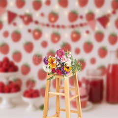 Lofaris Raspberry Dessert Cartoon Sweet Cake Smash Backdrop