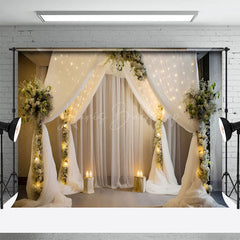 Lofaris Real Scene White Floral Wedding Photography Backdrop