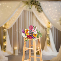 Lofaris Real Scene White Floral Wedding Photography Backdrop