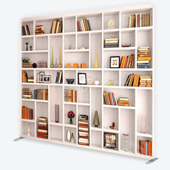 Lofaris Realistic Bookshelf with Classic Books and Elegant Decor Square Double-Sided Backdrop Study Library Photo Prop