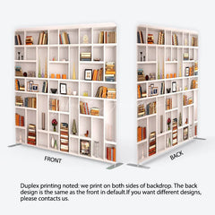 Lofaris Realistic Bookshelf with Classic Books and Elegant Decor Square Double-Sided Backdrop Study Library Photo Prop