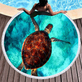 Lofaris Realistic Photography Of Turtle Round Beach Towel