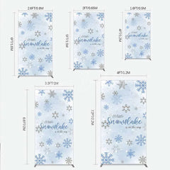 Lofaris Rectangle Backdrop A Little Snowflake Is On The Way Cover Winter Blue Silver Baby Shower Background Boy Party Prop