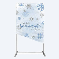 Lofaris Rectangle Backdrop A Little Snowflake Is On The Way Cover Winter Blue Silver Baby Shower Background Boy Party Prop