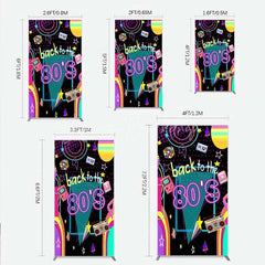 Lofaris Rectangle Backdrop Back to the 80s Neon Retro Cover Glow Party Graffiti Geometric Chiara Wall Background Birthday Decor