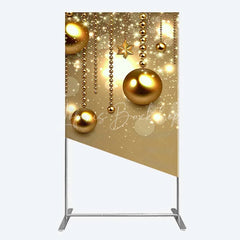 Lofaris Rectangle Backdrop Christmas Gold Baubles Luxury Hanging Ornaments Sparkle Cover