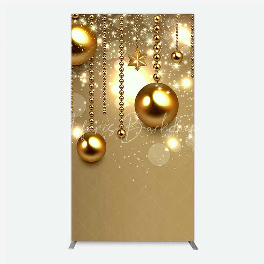 Lofaris Rectangle Backdrop Christmas Gold Baubles Luxury Hanging Ornaments Sparkle Cover