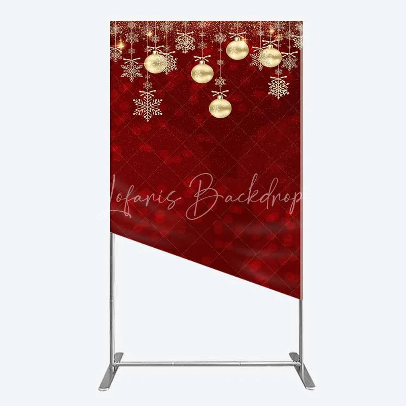 Lofaris Rectangle Backdrop Christmas Red Gold Ornaments Cover Winter Snowflake Glitter Chiara Wall Background Holiday Party Decor