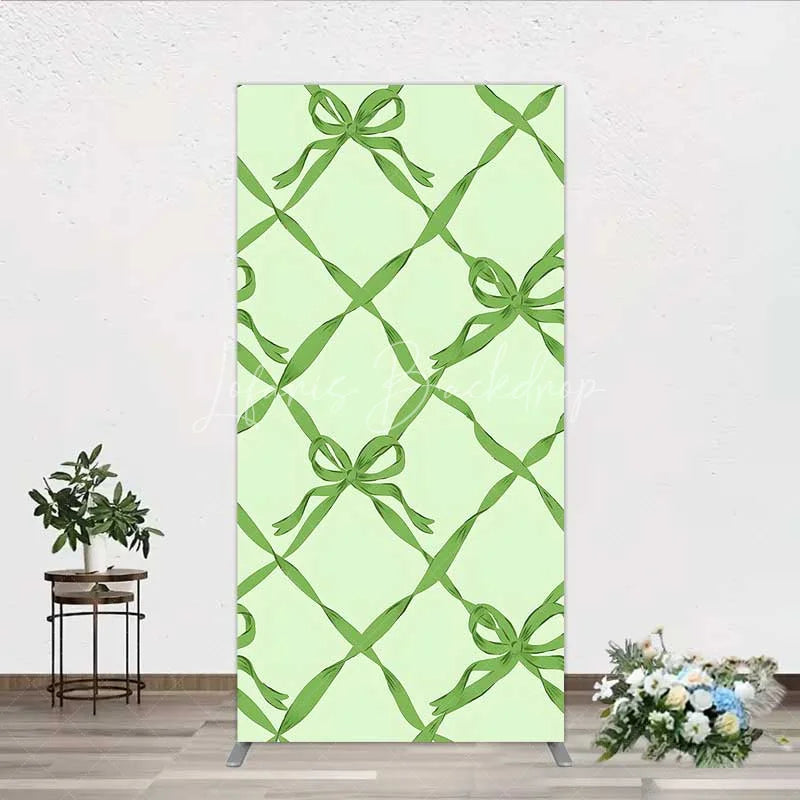 Lofaris Rectangle Backdrop Sage Green Bow Ribbon Lattice Pattern Party Decoration