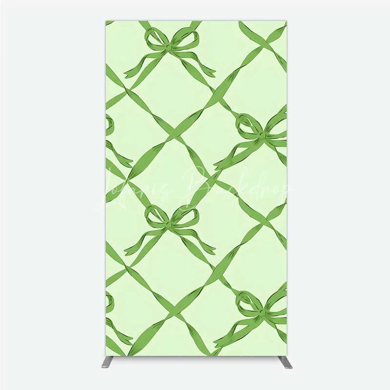Lofaris Rectangle Backdrop Sage Green Bow Ribbon Lattice Pattern Party Decoration