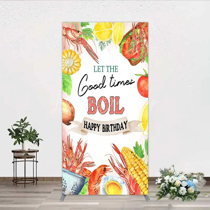 Lofaris Rectangle Backdrop Seafood Boil Birthday Summer Crawfish Lemon Good Times Cover