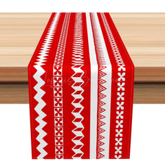 Lofaris Red Abstract Fair Isle Stripe Christmas Table Runner