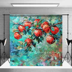 Lofaris Red Abstract Painted Apples Fine Art Photo Backdrop