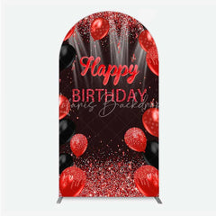 Lofaris Red and Black Balloons Birthday Arch Backdrop Glitter Sparkle Celebration Photography Background