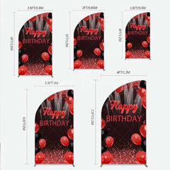 Lofaris Red and Black Balloons Birthday Half Moon Arch Backdrop Glitter Sparkle Celebration Photography Background