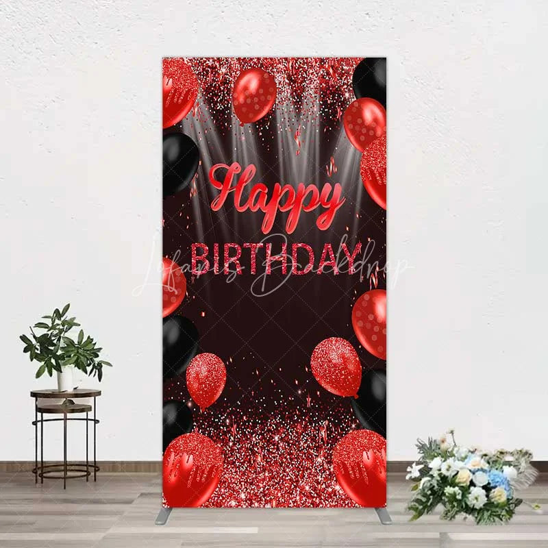 Lofaris Red and Black Balloons Birthday Rectangle Backdrop Glitter Sparkle Celebration Photography Background