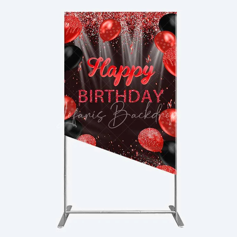 Lofaris Red and Black Balloons Birthday Rectangle Backdrop Glitter Sparkle Celebration Photography Background