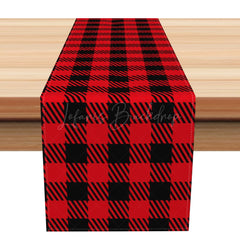 Lofaris Red And Black Buffalo Plaid Christmas Table Runner