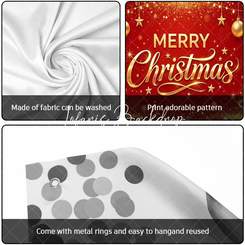 Lofaris Red and Gold Merry Christmas Glitter Garage Door Banner Festive Holiday Decor with Stars Ornaments