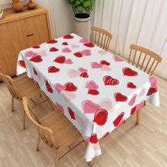 Lofaris Red and Pink Heart Balloon Rectangle Tablecloth 3D Love Shape Inflatable Table Cover Valentine Day Party Decor