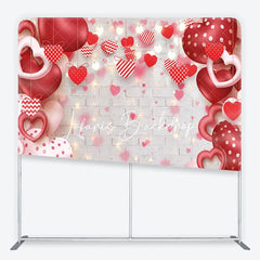 Lofaris Red and Pink Heart Balloons Garlands Square Double-Sided Backdrop Valentine’s Day Love Theme Decor