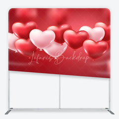 Lofaris Red and Pink Heart Balloons Love Square Double-Sided Backdrop Romantic Valentine’s Day Party Decor
