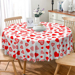Lofaris Red and Pink Heart Round Tablecloth Colorful Love Pattern Table Cover for Valentine Party