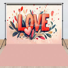 Lofaris Red and Pink Watercolor LOVE Combo Set Backdrop Romantic Floral Hearts for Valentine’s Day Party