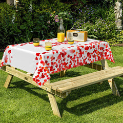 Lofaris Red And White Love Heart Valentines Day Tablecloth