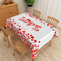 Lofaris Red And White Love Heart Valentines Day Tablecloth