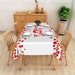 Lofaris Red And White Love Heart Valentines Day Tablecloth