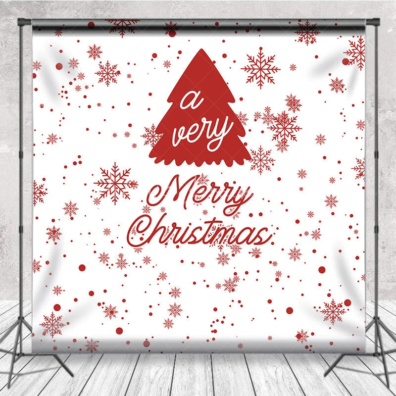 Lofaris Red and White Merry Christmas Tree Snowflake Minimalist Photography Backdrop