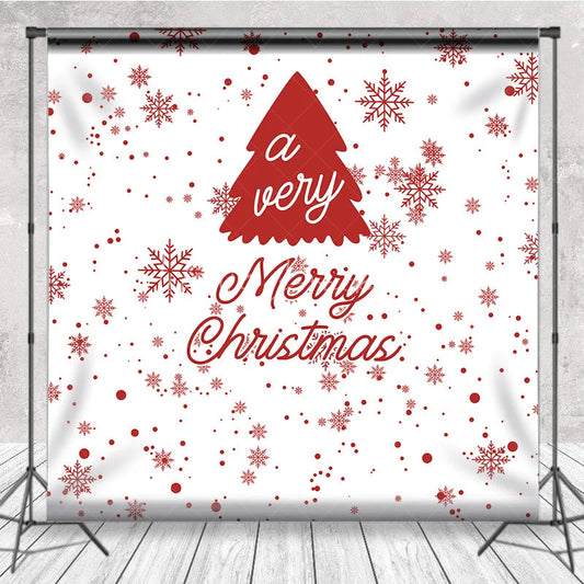 Lofaris Red and White Merry Christmas Tree Snowflake Minimalist Photography Backdrop