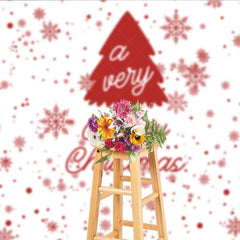 Lofaris Red and White Merry Christmas Tree Snowflake Minimalist Photography Backdrop