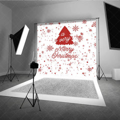 Lofaris Red and White Merry Christmas Tree Snowflake Minimalist Photography Backdrop