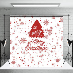Lofaris Red and White Merry Christmas Tree Snowflake Minimalist Photography Backdrop
