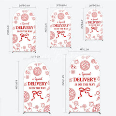 Lofaris Red and White Pizza Delivery Round Top Arch Backdrop Fun Baby Shower Birthday Party Decor.