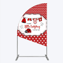 Lofaris Red and White Polka Dot Ladybug Baby Shower Half Moon Arch Backdrop Kit Cute Little is on Her Way Party Decor