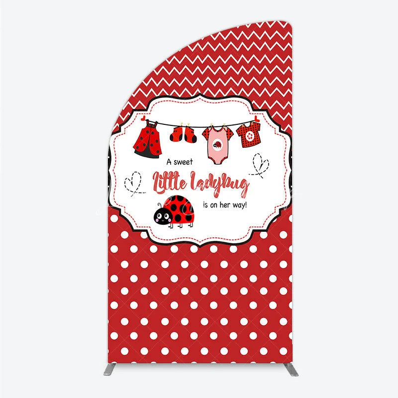 Lofaris Red and White Polka Dot Ladybug Baby Shower Half Moon Arch Backdrop Kit Cute Little is on Her Way Party Decor