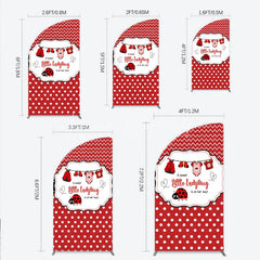 Lofaris Red and White Polka Dot Ladybug Baby Shower Half Moon Arch Backdrop Kit Cute Little is on Her Way Party Decor