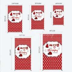 Lofaris Red and White Polka Dot Ladybug Baby Shower Rectangle Backdrop Kit Cute Little is on Her Way Party Decor