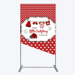 Lofaris Red and White Polka Dot Ladybug Baby Shower Rectangle Backdrop Kit Cute Little is on Her Way Party Decor