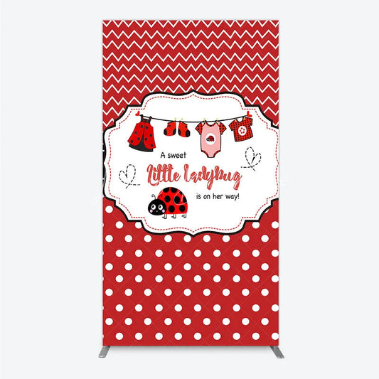 Lofaris Red and White Polka Dot Ladybug Baby Shower Rectangle Backdrop Kit Cute Little is on Her Way Party Decor