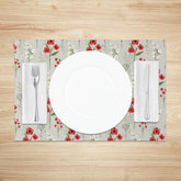 Lofaris Red and White Repeating Floral Placemats Set of 4 for Classic Farmhouse Kitchen Dining Table Decor