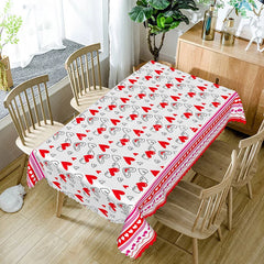 Lofaris Red and White Sketch Heart Rectangle Tablecloth Cute Love Doodle Border Romantic Valentine Kitchen Decor