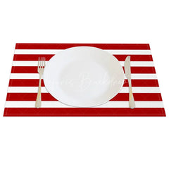 Lofaris Red and White Striped Set of 4 Placemats Checkered Table Mats Patriotic 4th July Summer Party Decor